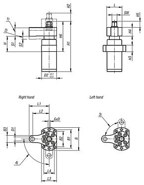 Swing clamps, heavy duty, extended clamping travel, with collar automation compatible