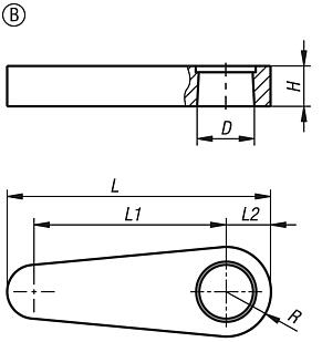 Bras de serrage pour vérin de bridage pivotant hydraulique, forme B