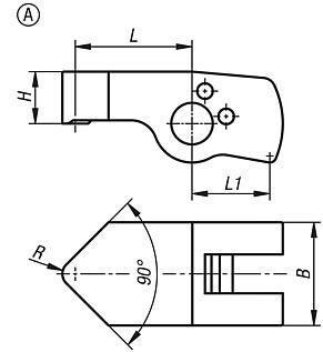 Poignée indexable pour vérin de bridage à levier rotatif, forme A, standard