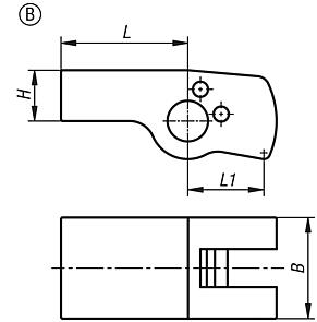 Poignée indexable pour vérin de bridage à levier rotatif, forme B, ébauche