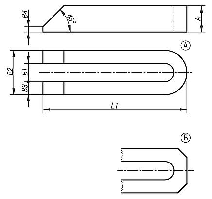 Clamp straps open U DIN 6315, steel or aluminium