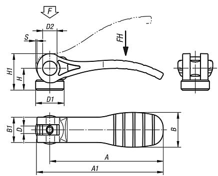 Leve eccentriche in plastica con filettatura interna, rondella di pressione in plastica, inch