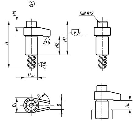 Vérin de bridage rectifié, forme A