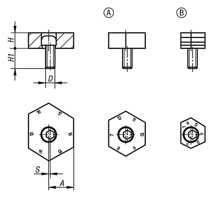 Éléments de bridage à six pans variable