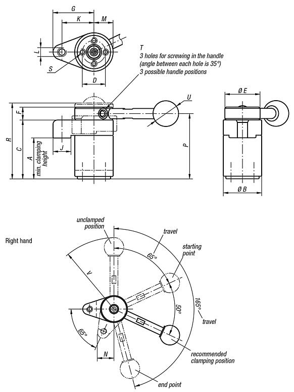 Swing clamps, right version