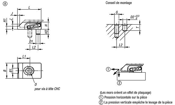 Crampon plaqueur étroit, forme A