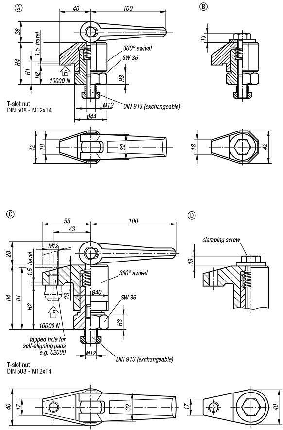 Down-thrust clamps