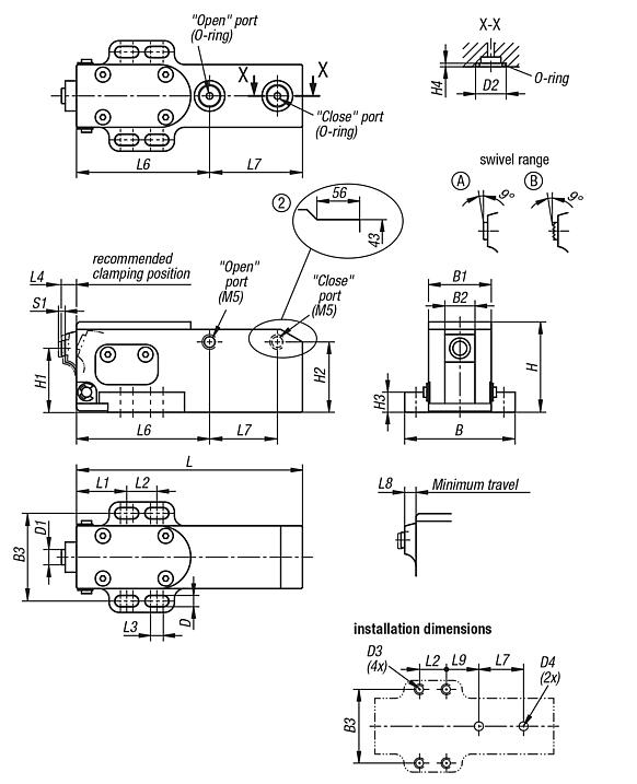 Side clamps pneumatic