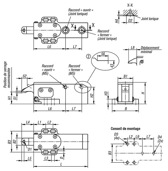 Bride de serrage pneumatique