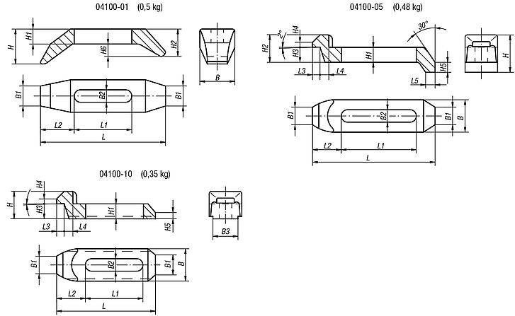 Clamp straps assorted, long slot