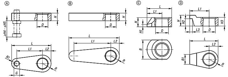 Bras de serrage pour vérin de bridage pivotant hydraulique