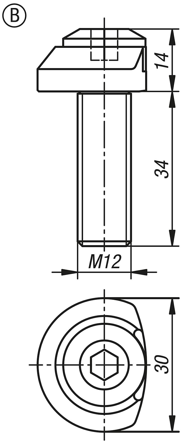 Vis de serrage avec bague de serrage pour vérin de bridage flexible, forme B