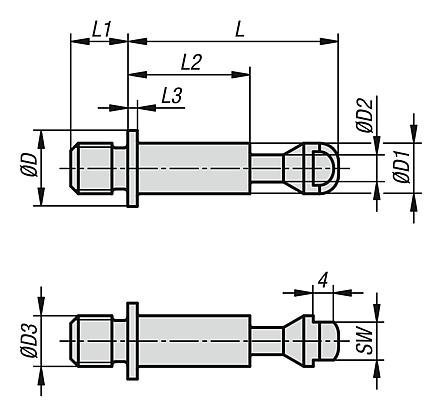 Draw bolts for pneumatic pull clamps