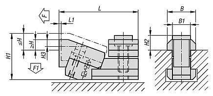 T-slot clamps, steel (set)
