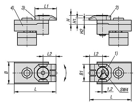 Flat clamp, steel for T-slot