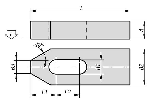 Clamp straps similar to DIN 6314 straight, steel or aluminium