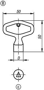 Keys for latches and locks, Form B