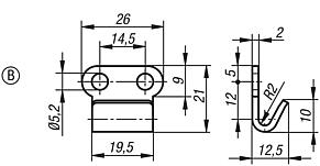 Catch plates Form B, for latches with draw bail, short version