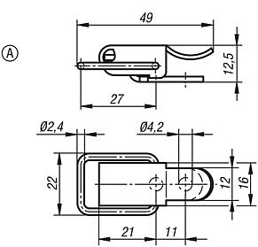 Latches with draw bail, Form A