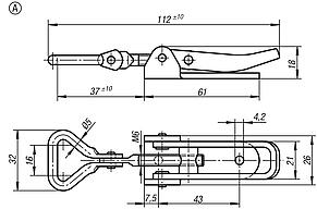 Latches adjustable, with swing bail, Form A