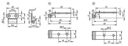 Catch plates for latches with draw bail for up to 300N