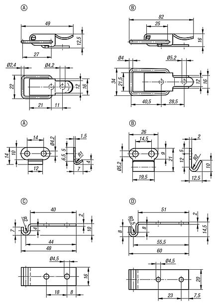 Latches with draw bail