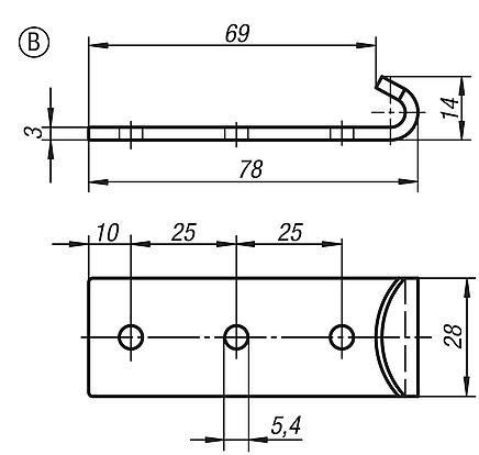 Catch plates Form B, for adjustable latches
