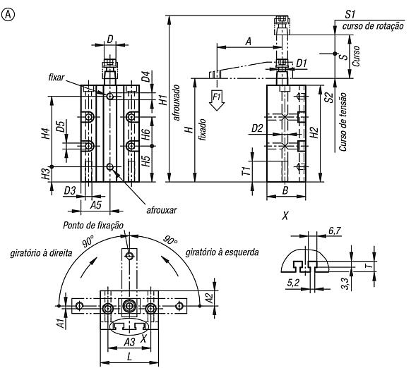 Grampos giratórios pneumáticos, Forma A