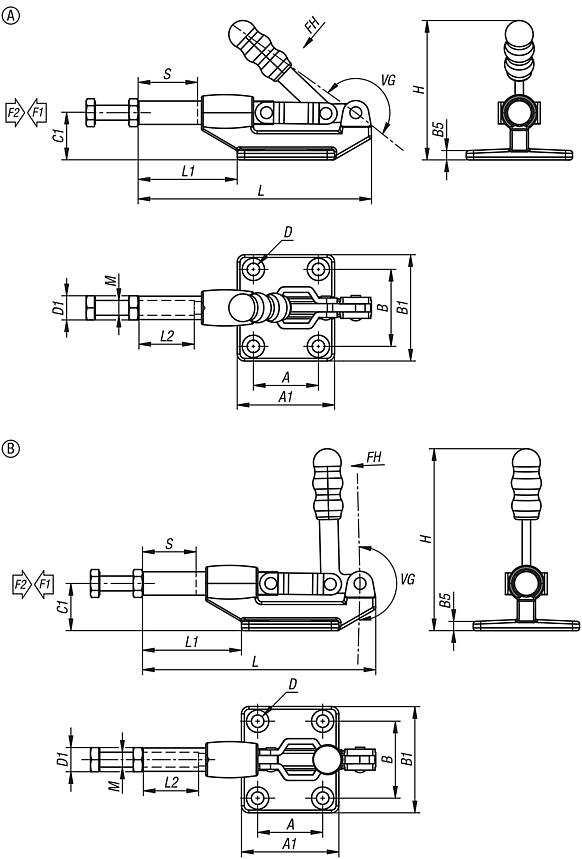 Sauterelle à bielle en acier
force de maintien jusqu’à 6 675 N