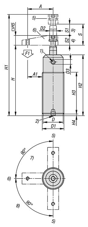 Swing clamp pneumatic screw-on