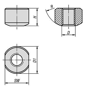 Spherical seating nuts