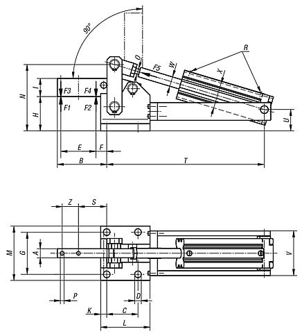 Pneumatic clamps verticalheavy-duty version