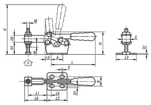 Toggle clamps horizontalwith horizontal foot