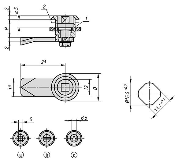 Quarter-turn locks compact, stainless steel, housing diameter 20 mm