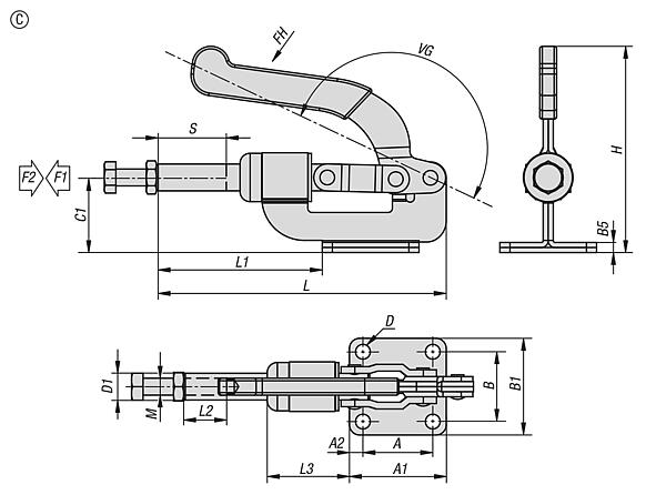 Sauterelle à bielle en acier
force de maintien jusqu’à 3 575 N