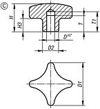 Palm grips similar to DIN 6335, stainless steel, Form C, blind hole, inch