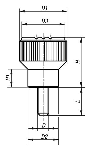 Bouton strié avec filetage 