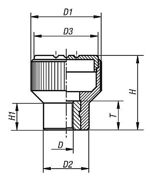 Bouton strié avec taraudage 