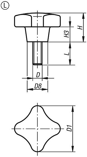 Écrou croisillon, composants métalliques en Inox, forme L avec filetage