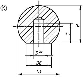 Boule Inox ou aluminium DIN 319, forme K avec perçage