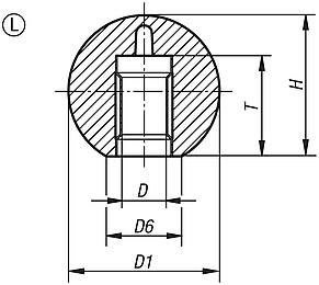 Ball knobs smooth DIN 319 enhanced, Form L, with clamping sleeve