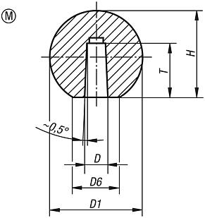 Ball knobs smooth DIN 319 enhanced, Form M, with tapered bore