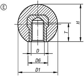 Boule lisse DIN 319 extension de gamme, forme E, avec douille taraudée
