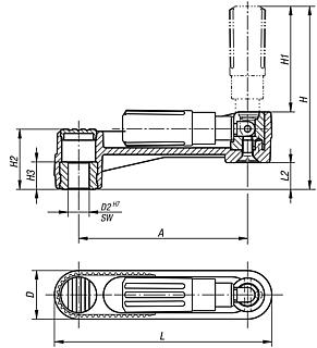 Crank handles with fold-away grip, inch