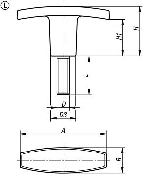 T-grips, with external thread