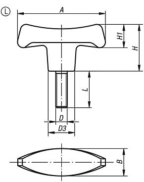 T-grips, with external thread