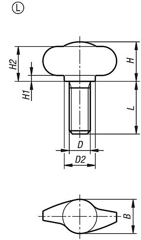 Galletti "Miniwing" in acciaio inox, forma L, filettatura esterna - inch