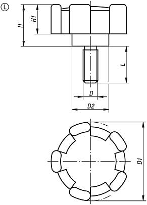 Five lobe grips with external thread