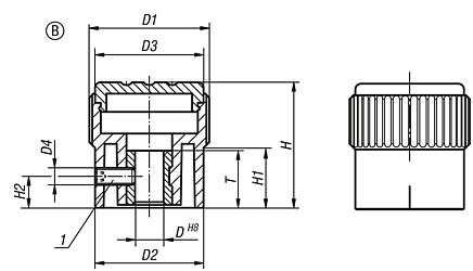 Pomelli zigrinati forma B, con tacca