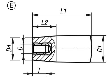 Taper grips with tapped bush, Form E